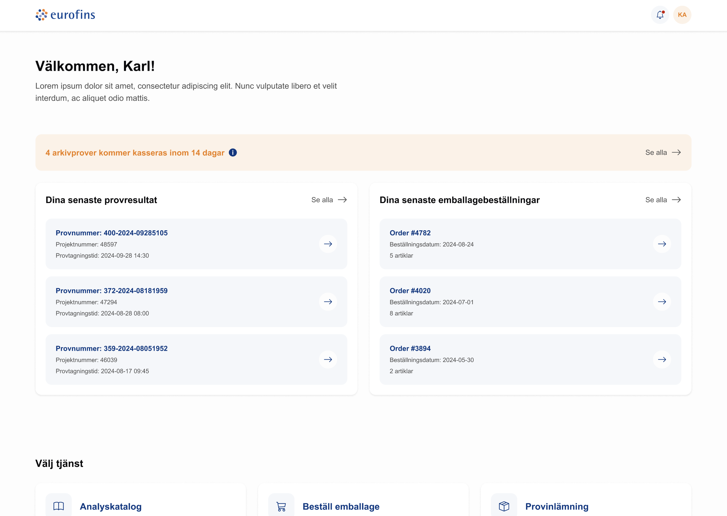 Screenshot of home page
