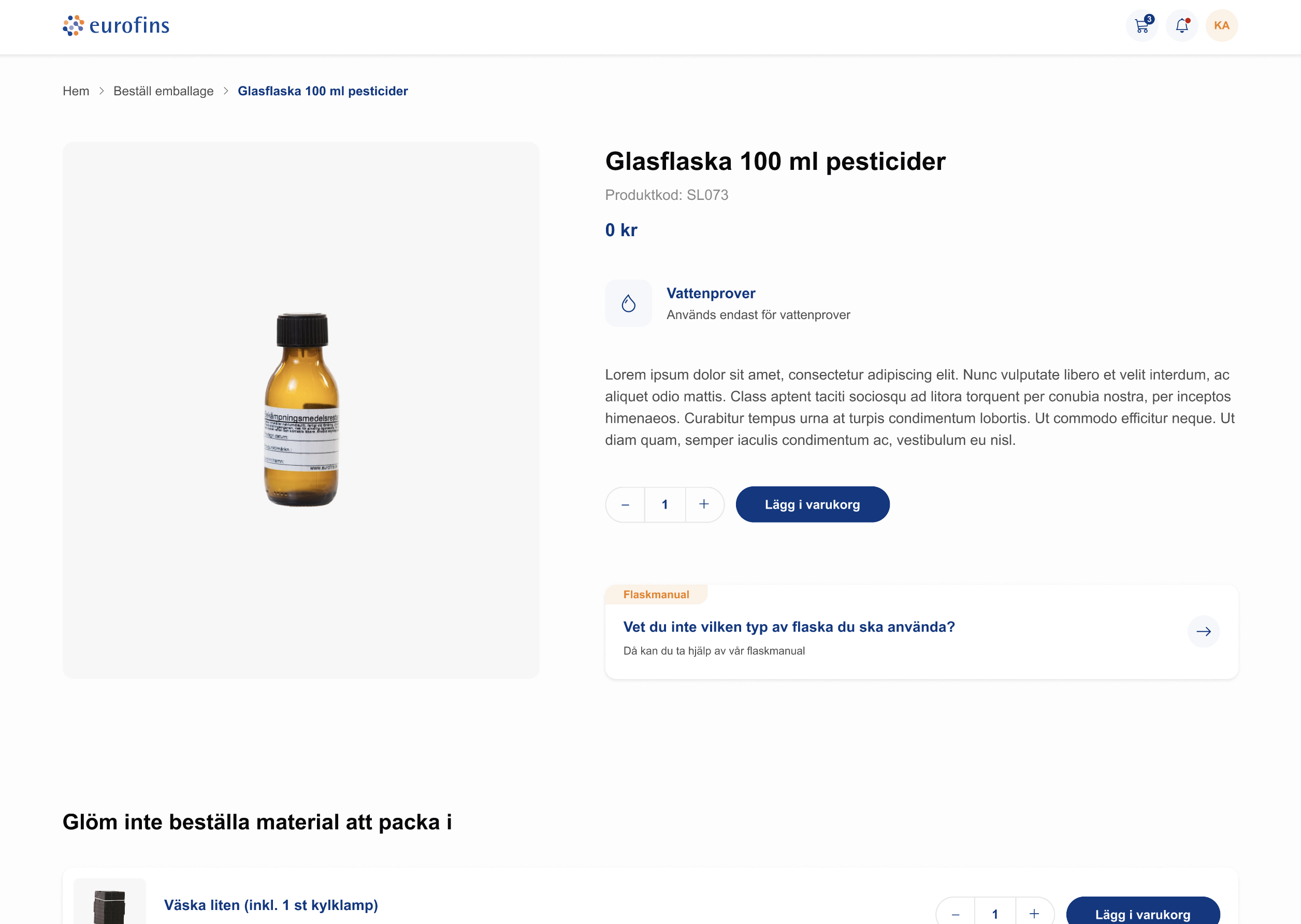 Screenshot of product page